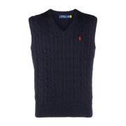 Blauwe Cable-Knit Pony Vest Ralph Lauren , Blue , Heren