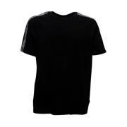 Zwarte Katoenen T-shirt met Elastische Banden Moschino , Black , Heren