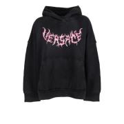 Zwarte hoodie - Regular Fit - 100% katoen Versace , Black , Dames