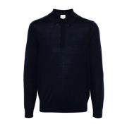 Merino Wool Polo Shirt Navy Blue Paul Smith , Blue , Heren