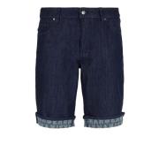 Indigo Denim Bermuda Shorts Armani Exchange , Blue , Heren