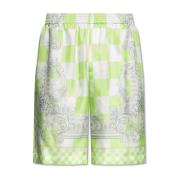 Zijden shorts Versace , Green , Heren
