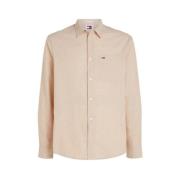 Overhemd- TJM REG Linen Blend Shirt L/S Tommy Jeans , Orange , Heren