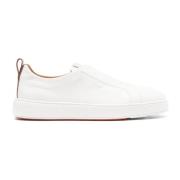 Witte Leren Slip-On Sneakers Santoni , White , Heren