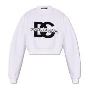 Geknipte sweatshirt met logo Dolce & Gabbana , White , Dames