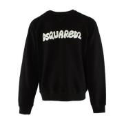 Cool Fit Crewneck Zwarte Katoenen Trui Dsquared2 , Black , Heren