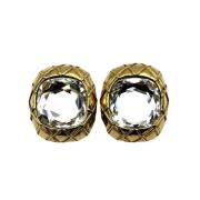 Pre-owned Leather earrings Chanel Vintage , Yellow , Dames