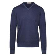 V-neck Knitwear Gran Sasso , Blue , Heren