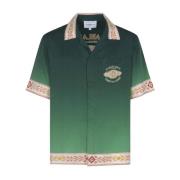 Cuban Collar Korte Mouw Shirt Casablanca , Green , Heren