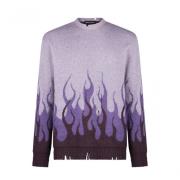 Flames Jacquard Sweater voor mannen Vision OF Super , Purple , Heren