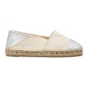 Platte Katoenen Espadrilles Avorio Zilver Castañer , Beige , Dames