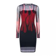 Flames Jurk - Zwart/Rood - Streetwear Vision OF Super , Red , Dames