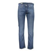 Slim Fit Blauwe Katoenen Jeans met Gewassen Effect Levi's , Blue , Her...