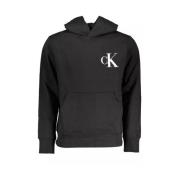 Zwarte katoenen hoodie met logo Calvin Klein , Black , Heren