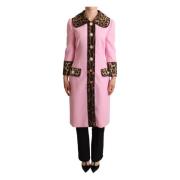 Roze Luipaard Wol Trenchcoat Jas Dolce & Gabbana , Pink , Dames