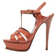 Pre-owned Leather sandals Yves Saint Laurent Vintage , Brown , Dames