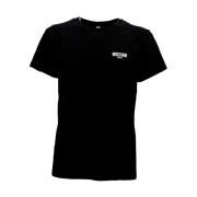 Zwarte Katoenmix Korte Mouw T-shirt Moschino , Black , Heren