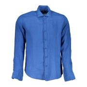 Blauw Linnen Overhemd, Regular Fit, Lange Mouwen La Martina , Blue , H...