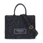 Barocco Jacquard Tote Tas Versace , Black , Dames