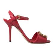 Rode Enkelband Stiletto Hakken Sandalen Dolce & Gabbana , Red , Dames