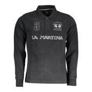 Zwart Katoenen Polo Shirt met Lange Mouwen La Martina , Black , Heren