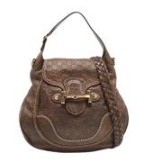 Pre-owned Leather handbags Gucci Vintage , Brown , Dames