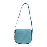 Handgeweven leren crossbody tas Tramontano , Blue , Dames