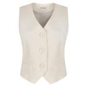 Op Maat Gemaakt Vest Top in Sandy Beige Jaaf , Beige , Dames