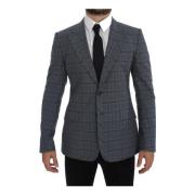 Blauw Geruit Slim Fit Blazer Dolce & Gabbana , Multicolor , Heren