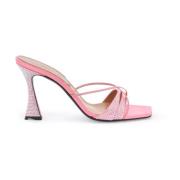 Rhinestone Leren Lust Mules D'Accori , Pink , Dames