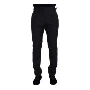 Luxe Logo Detail Donkergrijze Broek Dolce & Gabbana , Gray , Heren