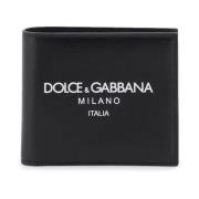 Leren Logo Portemonnee Dolce & Gabbana , Black , Heren