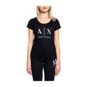 Casual Dames T-shirt Lente/Zomer Collectie Armani Exchange , Black , D...