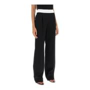 Rechte Broek met Contrasterende Logo Band Alexander Wang , Black , Dam...