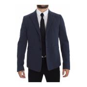 Blauwe Katoenen Stretch Casual Blazer Dolce & Gabbana , Blue , Heren