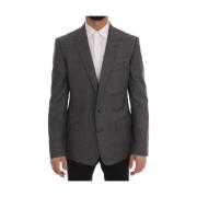 Grijze Martini Slim Fit Blazer van wol Dolce & Gabbana , Gray , Heren