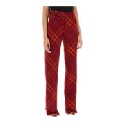 Straight Trousers Burberry , Red , Dames