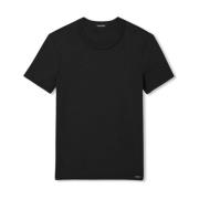 Katoenen Stretch T-Shirt in Zwart Tom Ford , Black , Heren