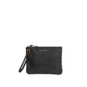 Marcia M clutch tas in zwart leer Ines De La Fressange Paris , Black ,...