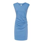 Gedrapeerd Ronde-Hals Jurk Quiet Harbor Kaffe , Blue , Dames