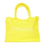 Gele Beach Shopper van Gerecycled Canvas Pinko , Yellow , Dames