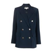 Midnight Blue Crepe Double Breasted Blazer Michael Kors , Blue , Dames
