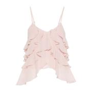 Elegante Ruches Mouwloze Top Ermanno Scervino , Beige , Dames