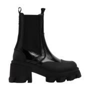 Chelsea Boots in Zwart Leer Ganni , Black , Dames