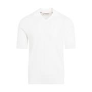Katoenen Poloshirt Panama Nebbia Brunello Cucinelli , White , Heren