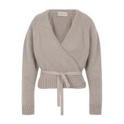 Gather, beige alpaca wol merino en zijde gebreide jas Cortana , Gray ,...