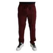 Maroon Crown Zijden Pyjamabroek Dolce & Gabbana , Brown , Heren