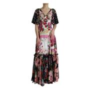 Bloemenprint Zijden Maxi Jurk Dolce & Gabbana , Multicolor , Dames