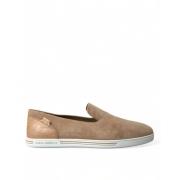 Beige Suede Caiman Loafers Schoenen Dolce & Gabbana , Beige , Heren