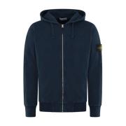 Heren Full Zip Hooded Sweater Blauw Stone Island , Blue , Heren